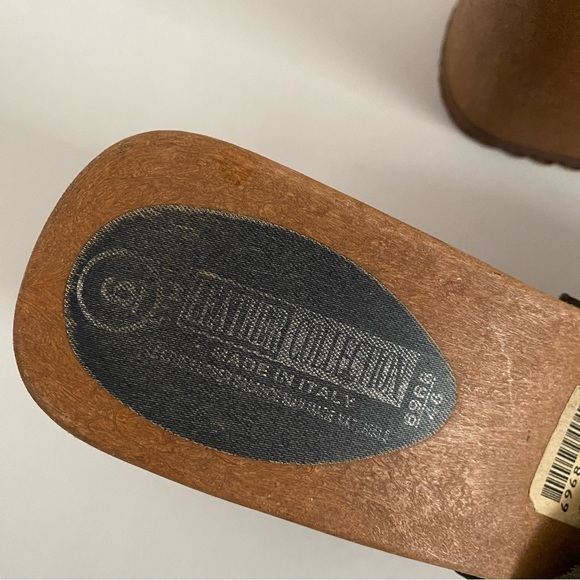 Vintage Leather Collection chunky mule grommet slide sandal heel 37 6 - Picture 6 of 15